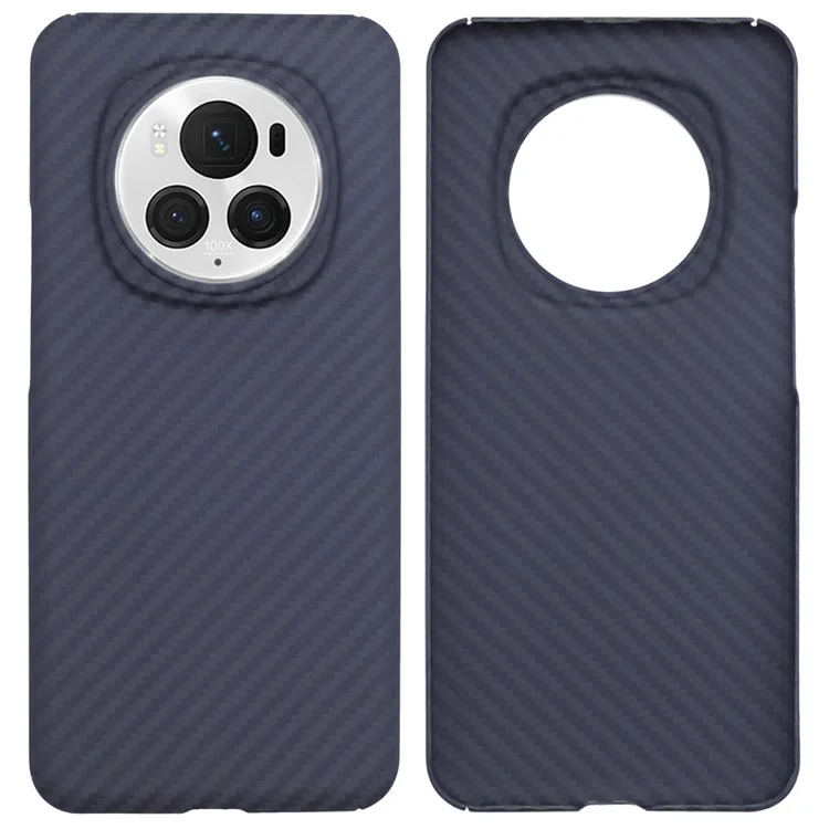 Pour Honor Magic6 Pro 5G Aramid Fiber Case 1500D Coarse Texture Phone Cover, Black (Big Lens Hole)
