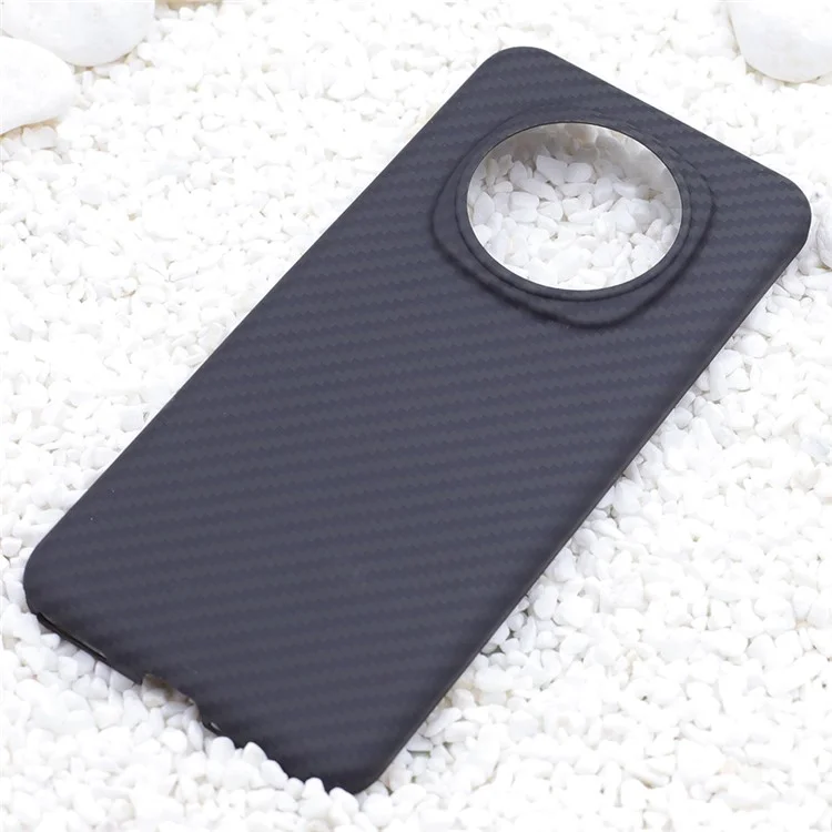Pour Honor Magic6 Pro 5G Aramid Fiber Case 1500D Coarse Texture Phone Cover, Black (Big Lens Hole)