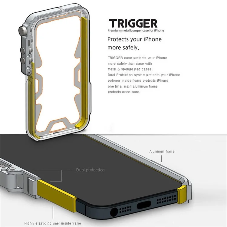 For iPhone 13 Pro Max 6.7 inch Protective Case Aluminium Alloy Metal Phone Cover with Strap - Silver