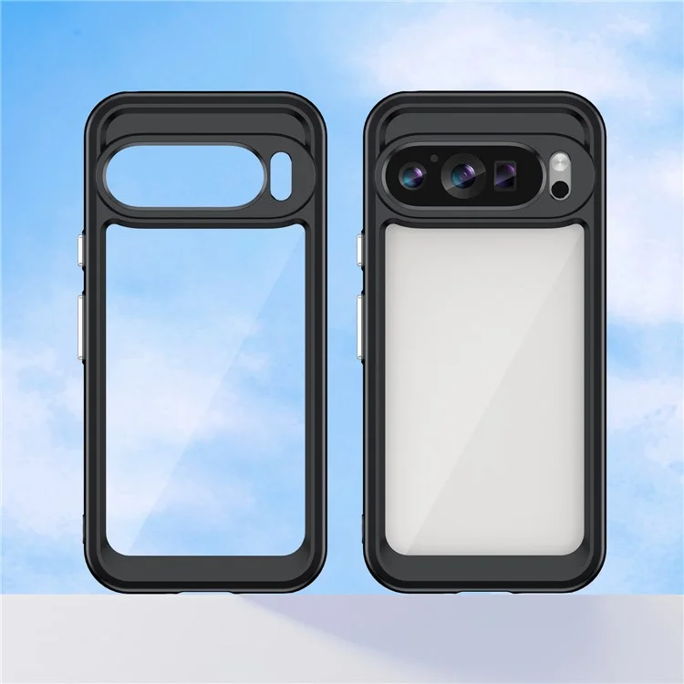 Für Google Pixel 9 / Pixel 9 Pro Klare Hülle TPU-Rahmen Acryl-Rückseite Handyhülle - Schwarz