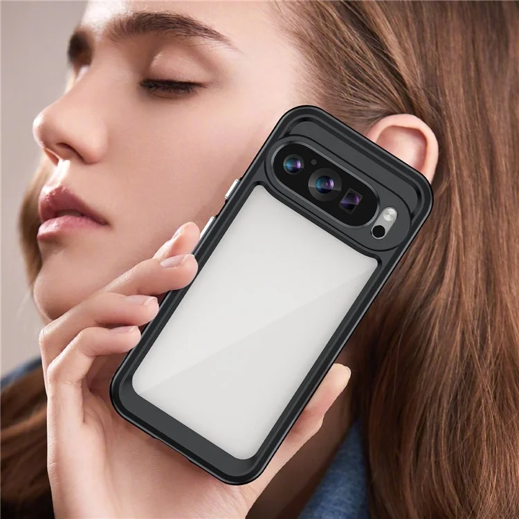 Für Google Pixel 9 / Pixel 9 Pro Klare Hülle TPU-Rahmen Acryl-Rückseite Handyhülle - Schwarz