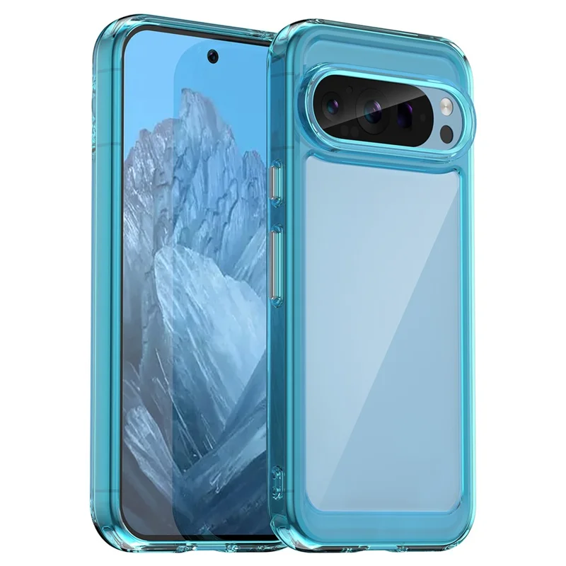 For Google Pixel 9 / Pixel 9 Pro Clear Case TPU Frame Acrylic Back Phone Cover - Transparent Blue
