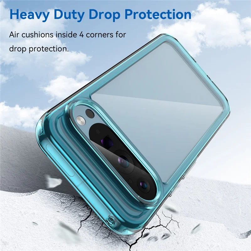 For Google Pixel 9 / Pixel 9 Pro Clear Case TPU Frame Acrylic Back Phone Cover - Transparent Blue