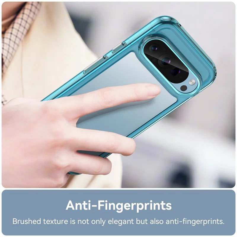 For Google Pixel 9 / Pixel 9 Pro Clear Case TPU Frame Acrylic Back Phone Cover - Transparent Blue