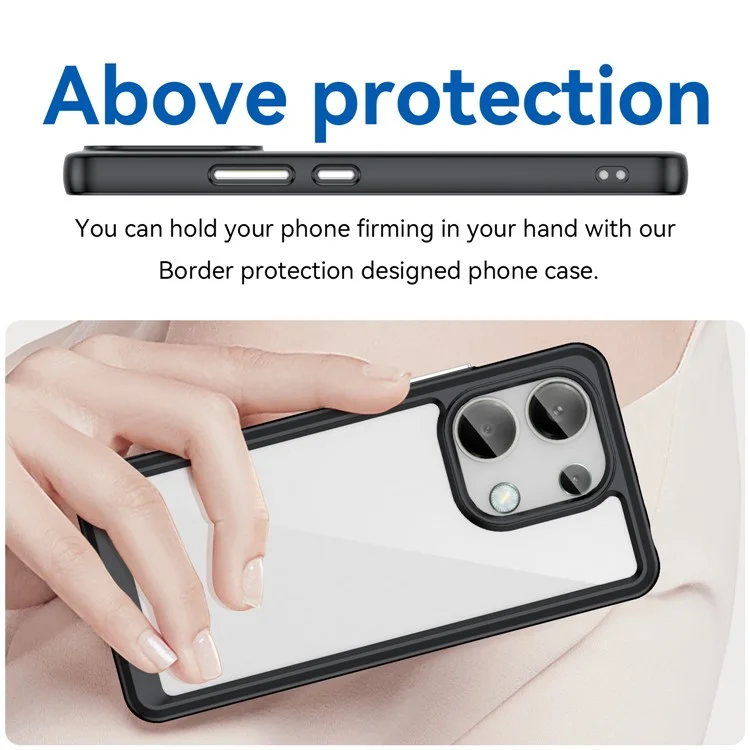 For Xiaomi Redmi Note 13 4G Case TPU + Acrylic Mobile Phone Protective Cover - Black
