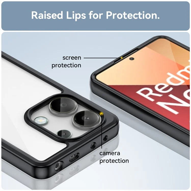 For Xiaomi Redmi Note 13 4G Case TPU + Acrylic Mobile Phone Protective Cover - Black