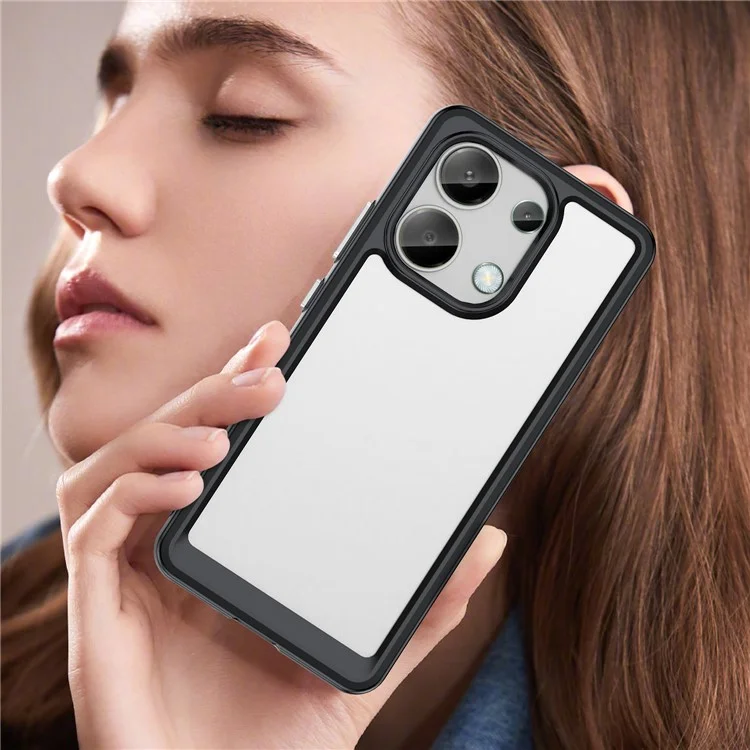 For Xiaomi Redmi Note 13 4G Case TPU + Acrylic Mobile Phone Protective Cover - Black