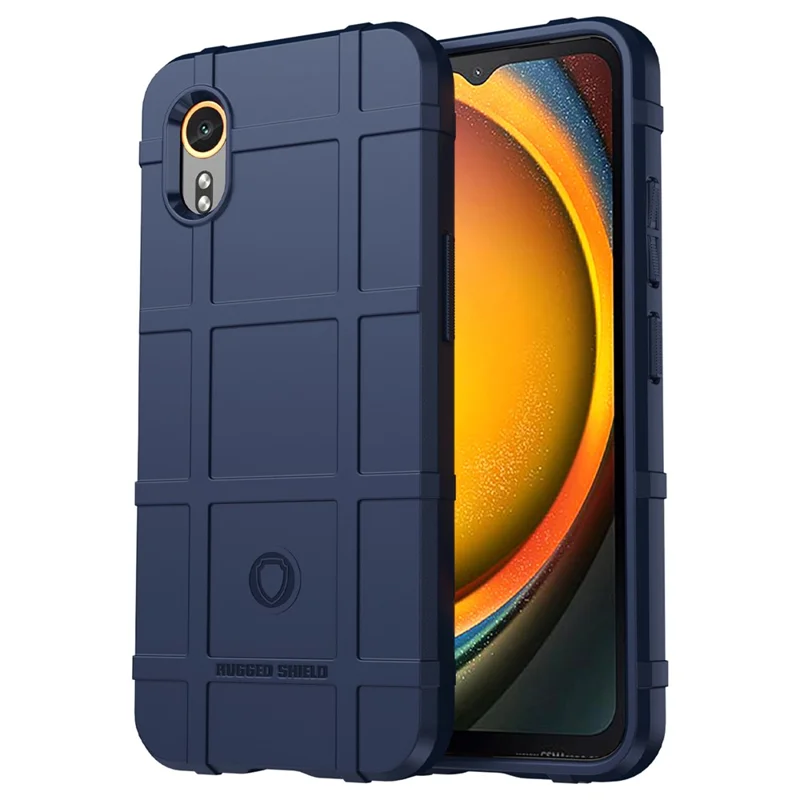 For Samsung Galaxy Xcover7 TPU Case Square Grid Protective Phone Cover - Blue