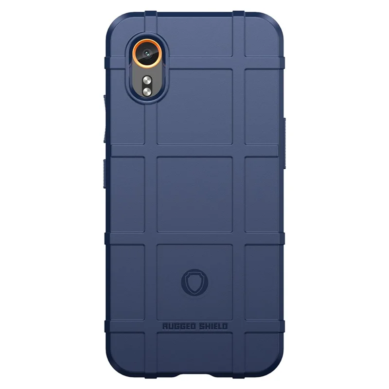 For Samsung Galaxy Xcover7 TPU Case Square Grid Protective Phone Cover - Blue