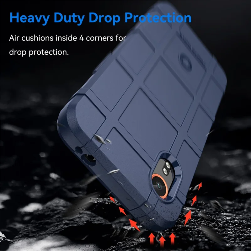 For Samsung Galaxy Xcover7 TPU Case Square Grid Protective Phone Cover - Blue