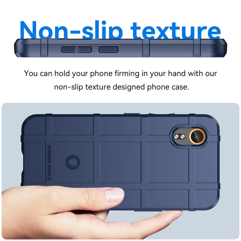 For Samsung Galaxy Xcover7 TPU Case Square Grid Protective Phone Cover - Blue