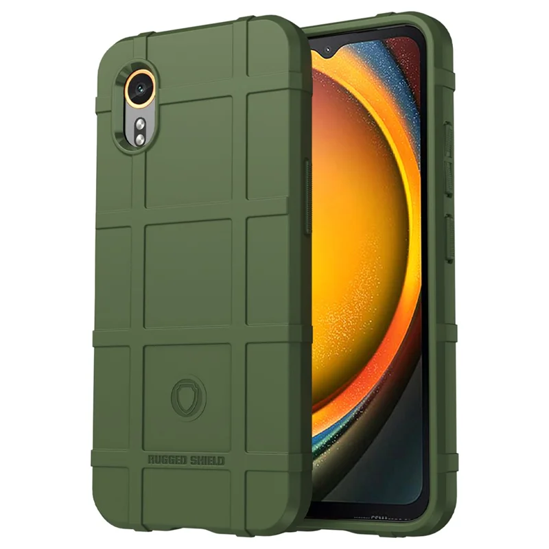 For Samsung Galaxy Xcover7 TPU Case Square Grid Protective Phone Cover - Green