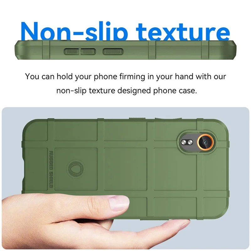 For Samsung Galaxy Xcover7 TPU Case Square Grid Protective Phone Cover - Green