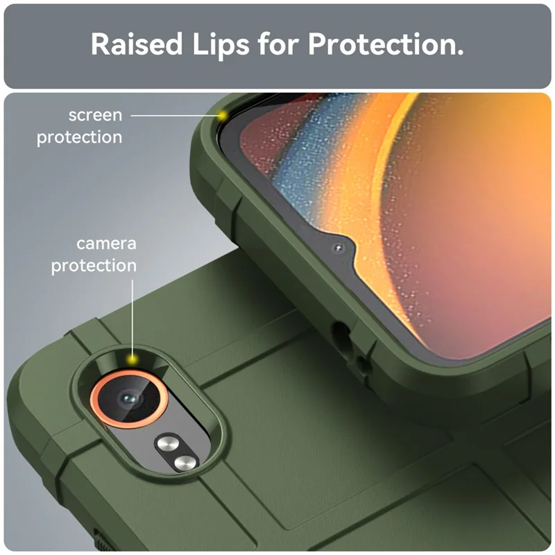 For Samsung Galaxy Xcover7 TPU Case Square Grid Protective Phone Cover - Green