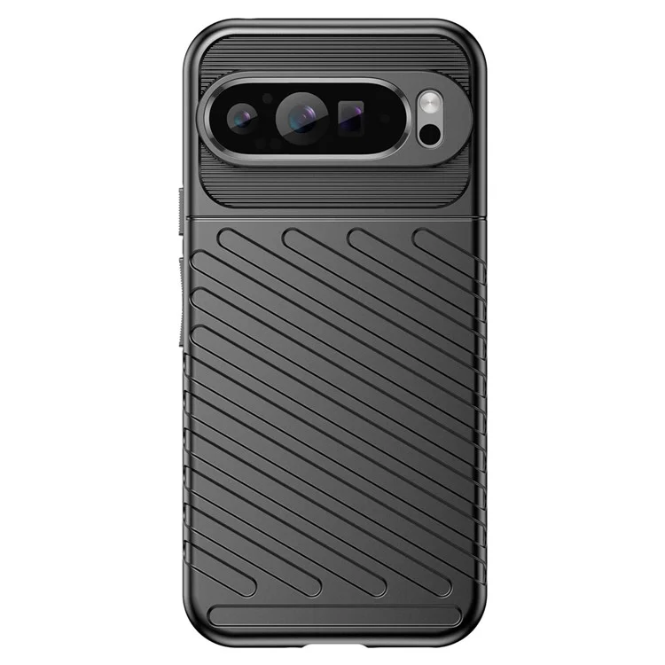 Thunder Series For Google Pixel 9 Pro XL Case Thickened TPU Phone Cover Twill Texture - Black