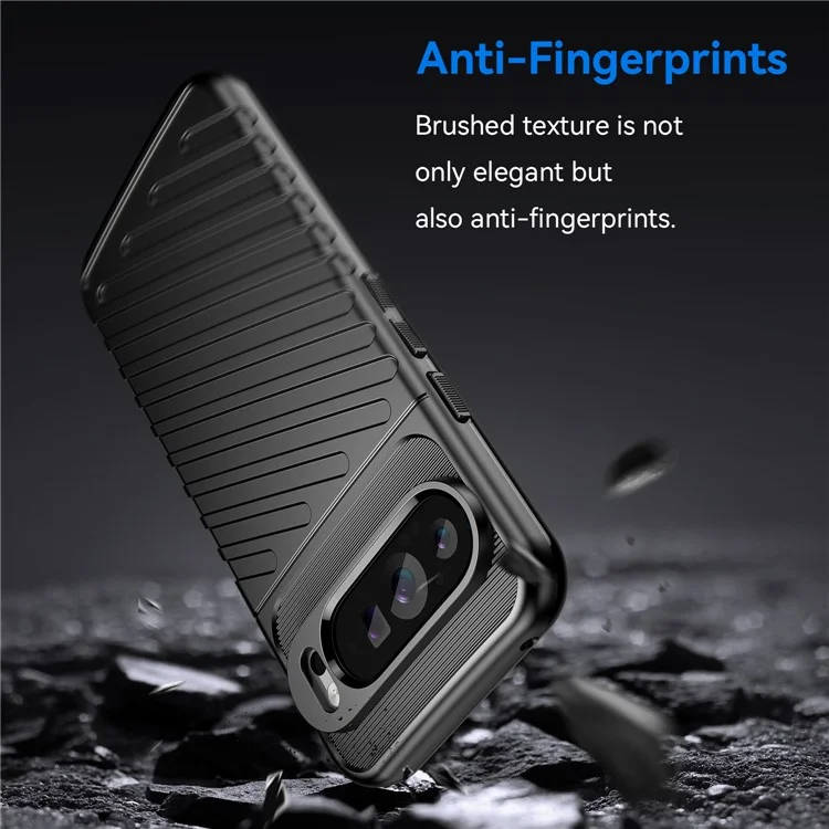 Thunder Series For Google Pixel 9 Pro XL Case Thickened TPU Phone Cover Twill Texture - Black