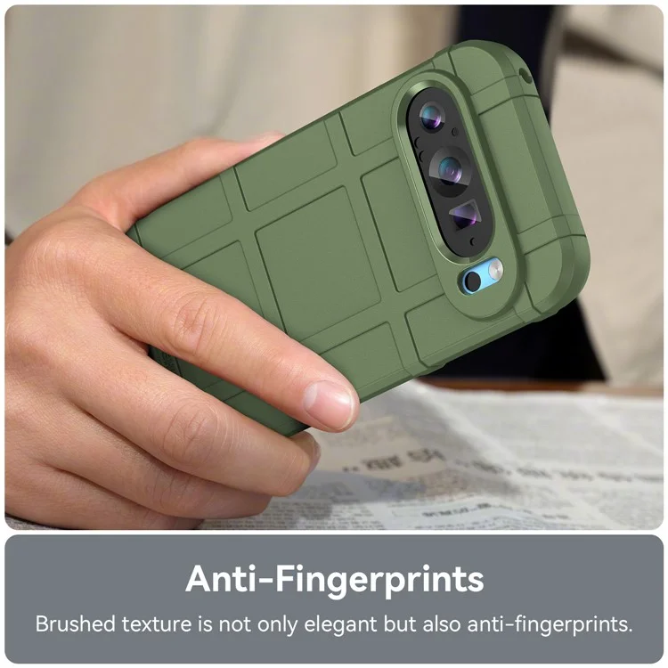 For Google Pixel 9 / Pixel 9 Pro Case Soft TPU Phone Back Cover Square Grid Texture - Green