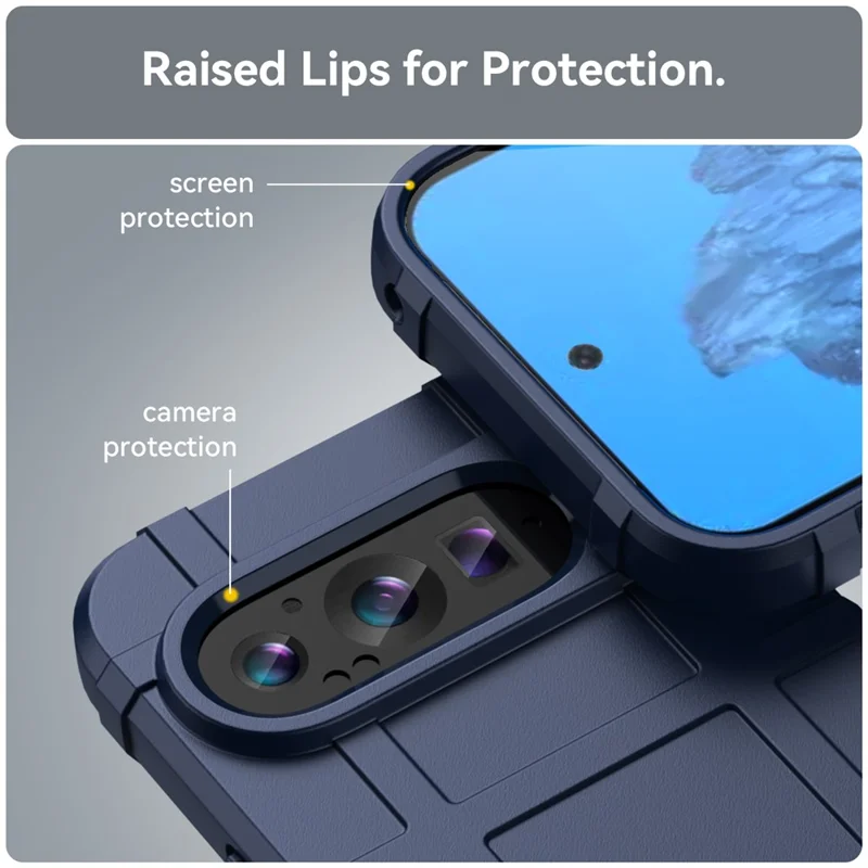 For Google Pixel 9 Pro XL TPU Case Square Grid Texture Mobile Phone Cover - Blue