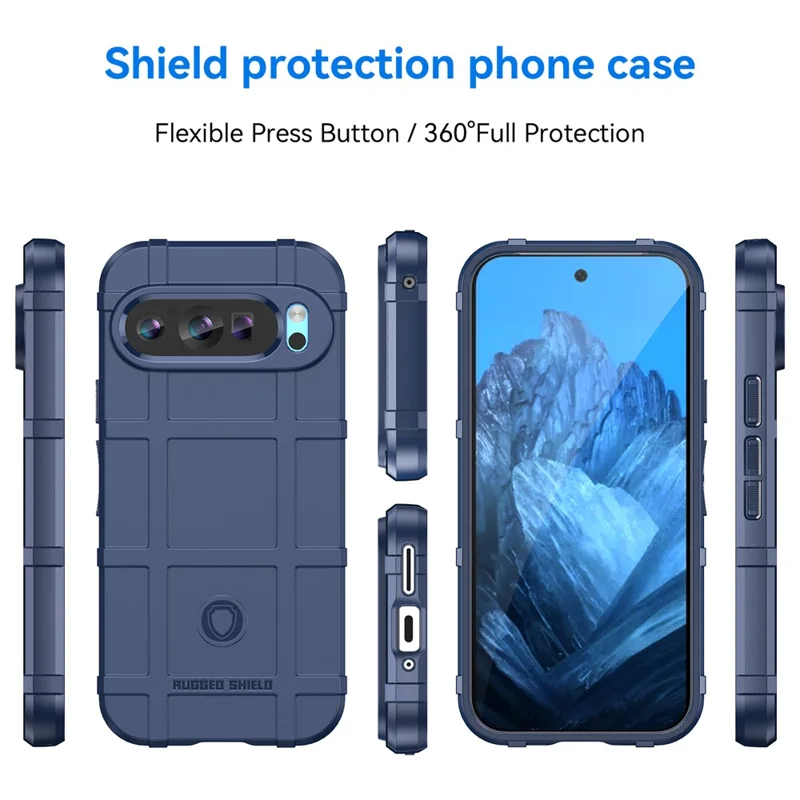 For Google Pixel 9 Pro XL TPU Case Square Grid Texture Mobile Phone Cover - Blue