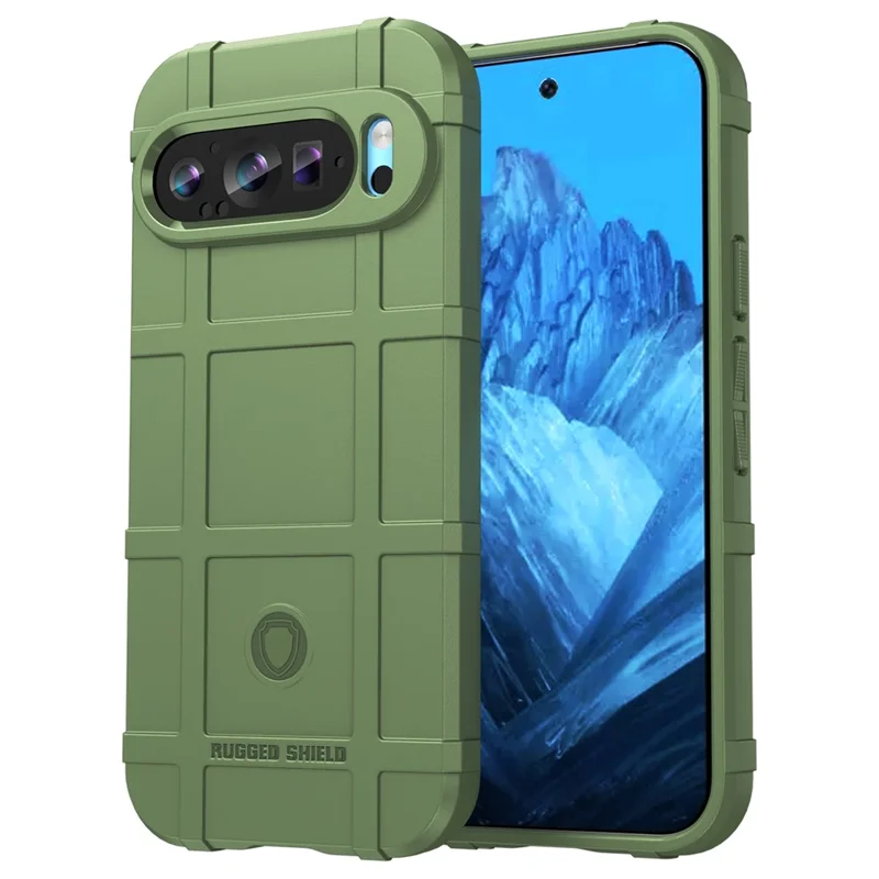 TPU-hoesje voor Google Pixel 9 Pro XL met vierkant roosterpatroon - Groen