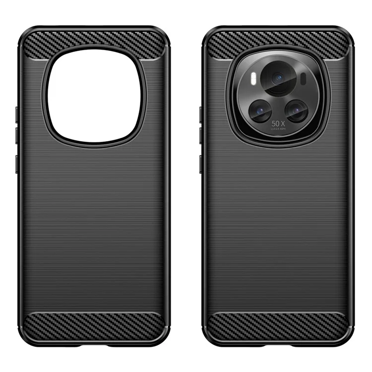 Etui For Honor Magic6 5G Soft TPU Texture Fibre de Carbone Couvercle Arrière de Téléphone - Noir