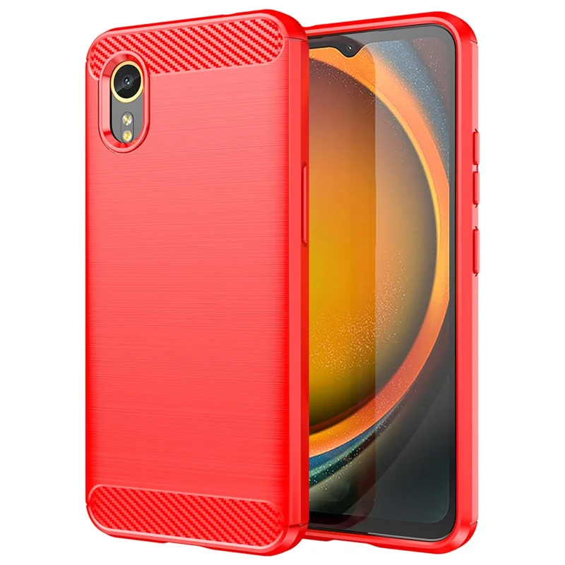 For Samsung Galaxy Xcover7 TPU Case Carbon Fiber Texture Mobile Phone Cover - Red