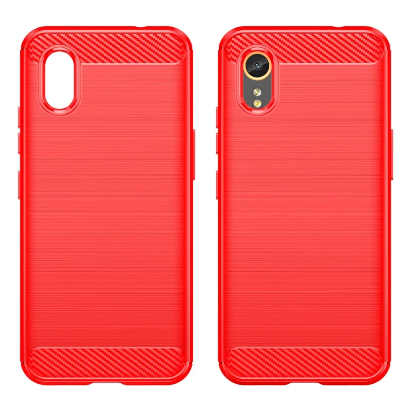 For Samsung Galaxy Xcover7 TPU Case Carbon Fiber Texture Mobile Phone Cover - Red