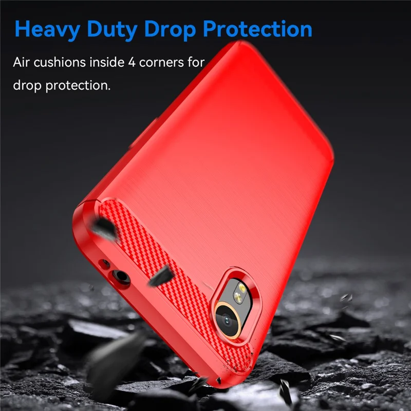 For Samsung Galaxy Xcover7 TPU Case Carbon Fiber Texture Mobile Phone Cover - Red