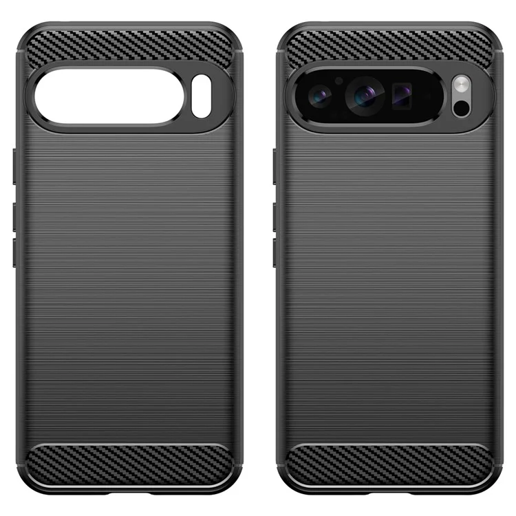 For Google Pixel 9 Pro TPU Case Carbon Fiber Texture Mobile Phone Cover - Black