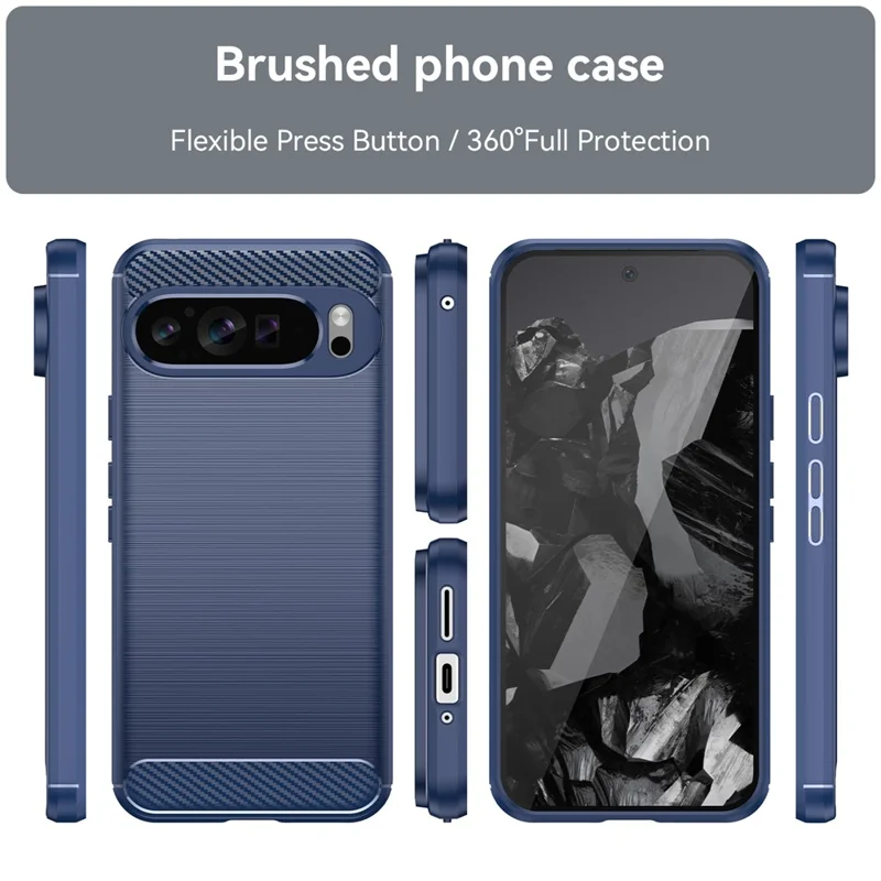 For Google Pixel 9 Pro XL TPU Case Carbon Fiber Texture Mobile Phone Cover - Blue
