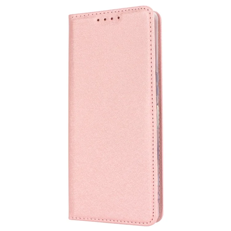 For Sony Xperia 5 V Phone Case Silk Texture Stand TPU + PU Leather Cover Wallet - Rose Gold