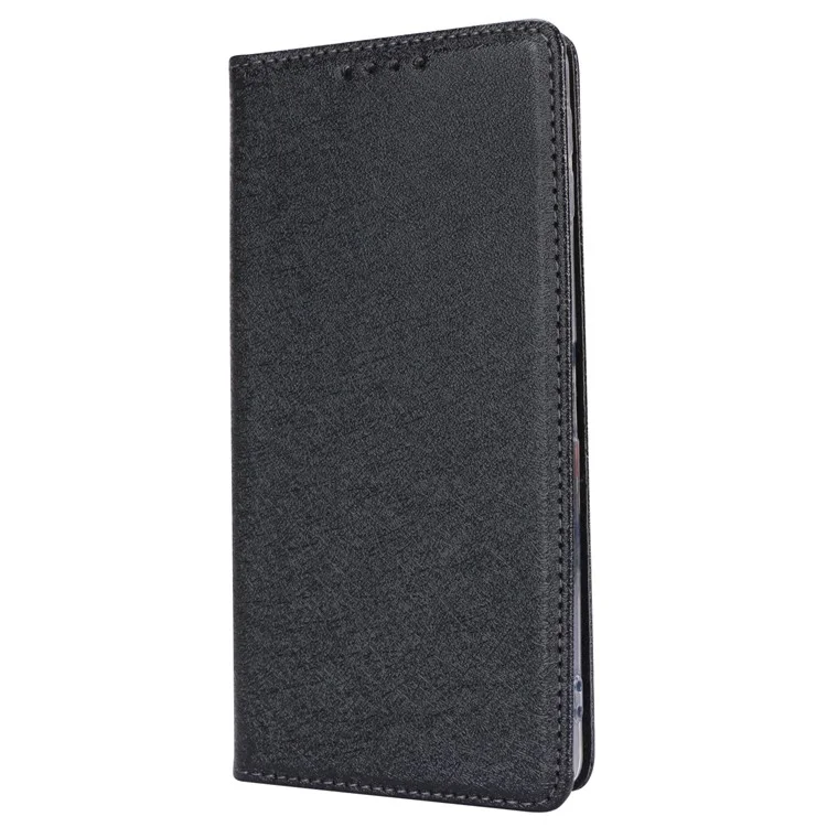 For Sharp Aquos Sense 8 Wallet Case Silk Texture Leather Flip Protective Phone Cover - Black