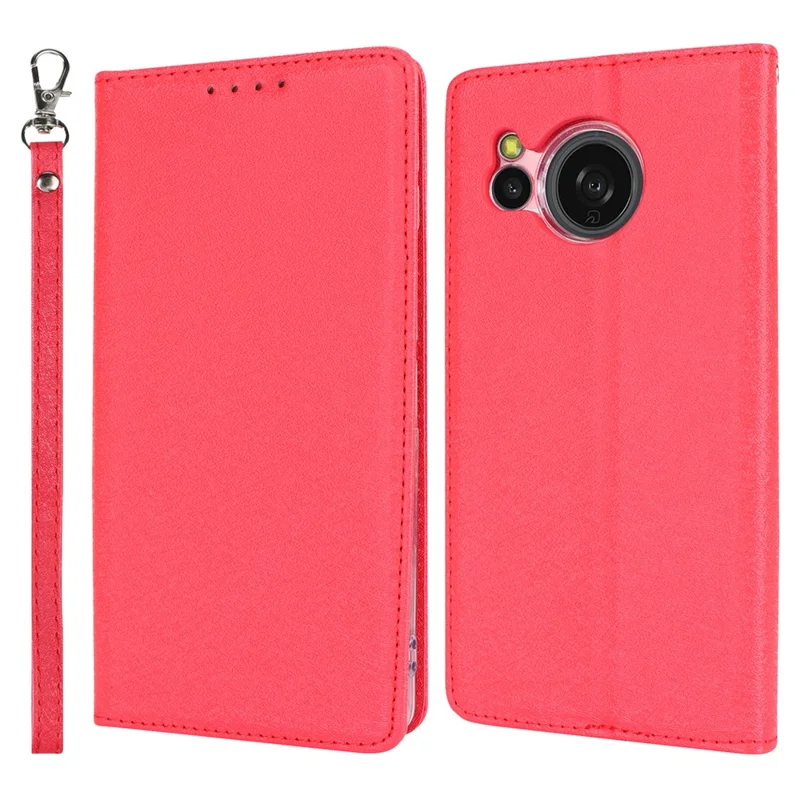 Futerał portfelowy na Sharp Aquos Sense 8, futerał typu flip z bawełnianą fakturą skóry PU, ochronny pokrowiec na telefon - Czerwony