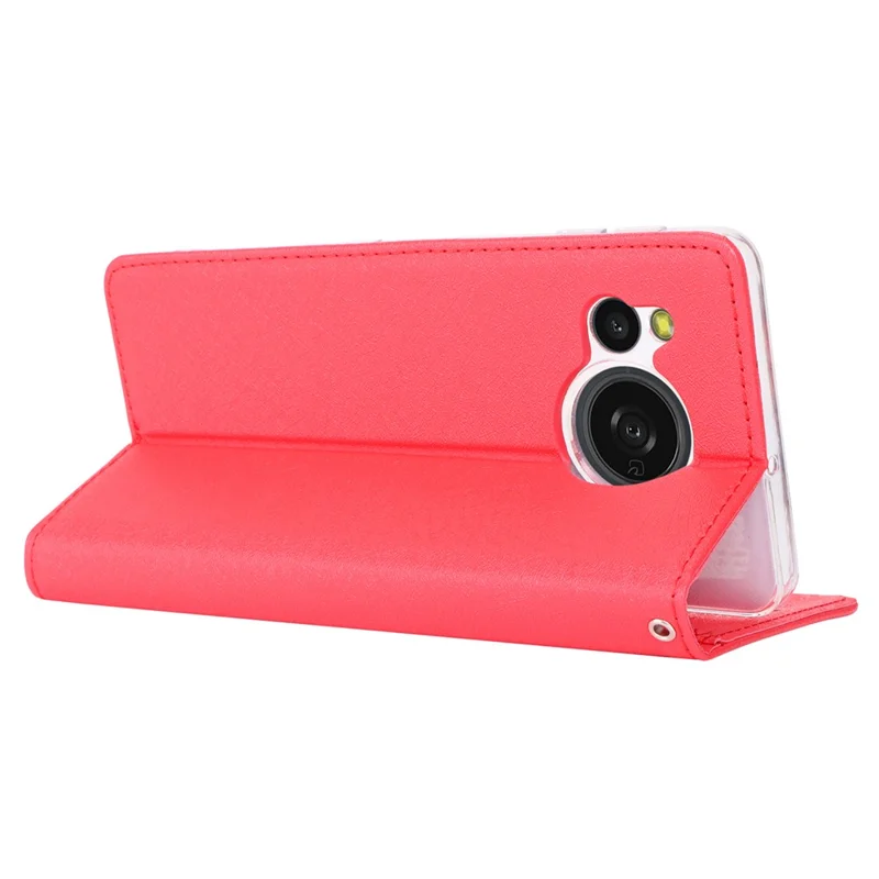 Futerał portfelowy na Sharp Aquos Sense 8, futerał typu flip z bawełnianą fakturą skóry PU, ochronny pokrowiec na telefon - Czerwony