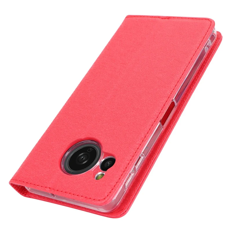 Futerał portfelowy na Sharp Aquos Sense 8, futerał typu flip z bawełnianą fakturą skóry PU, ochronny pokrowiec na telefon - Czerwony