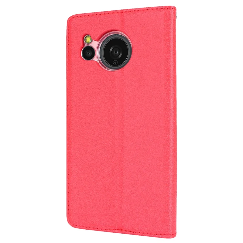 Futerał portfelowy na Sharp Aquos Sense 8, futerał typu flip z bawełnianą fakturą skóry PU, ochronny pokrowiec na telefon - Czerwony