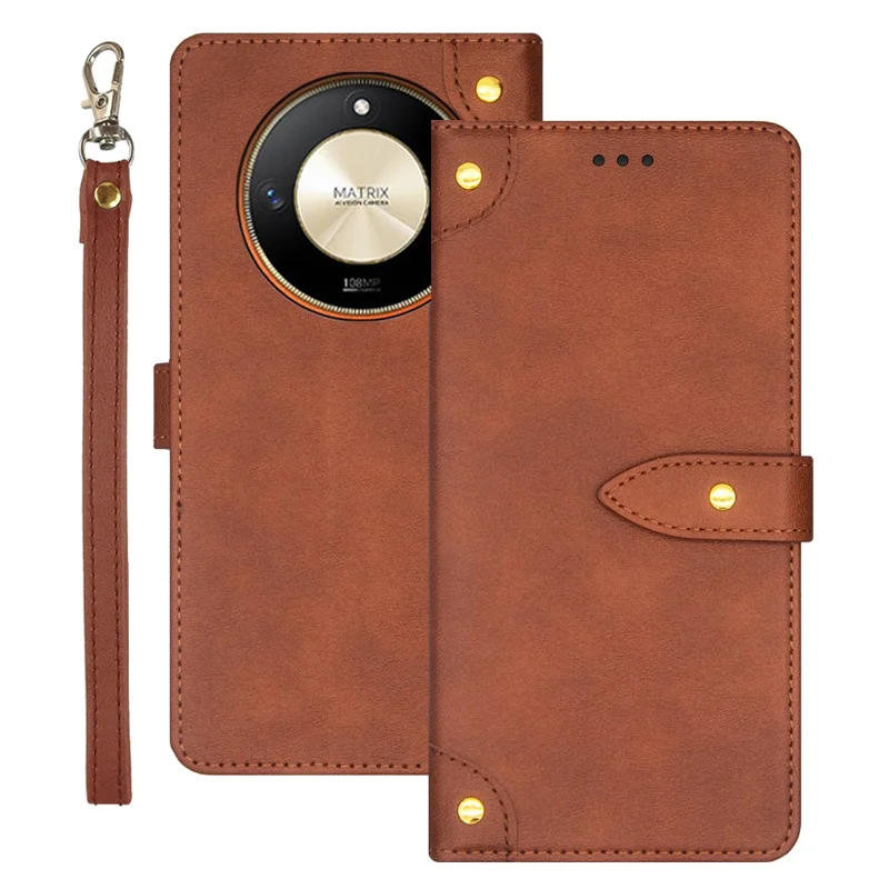 IDEWEI For Honor X9b 5G / Magic6 Lite 5G Case Flip PU Leather Card Holder Phone Cover - Brown