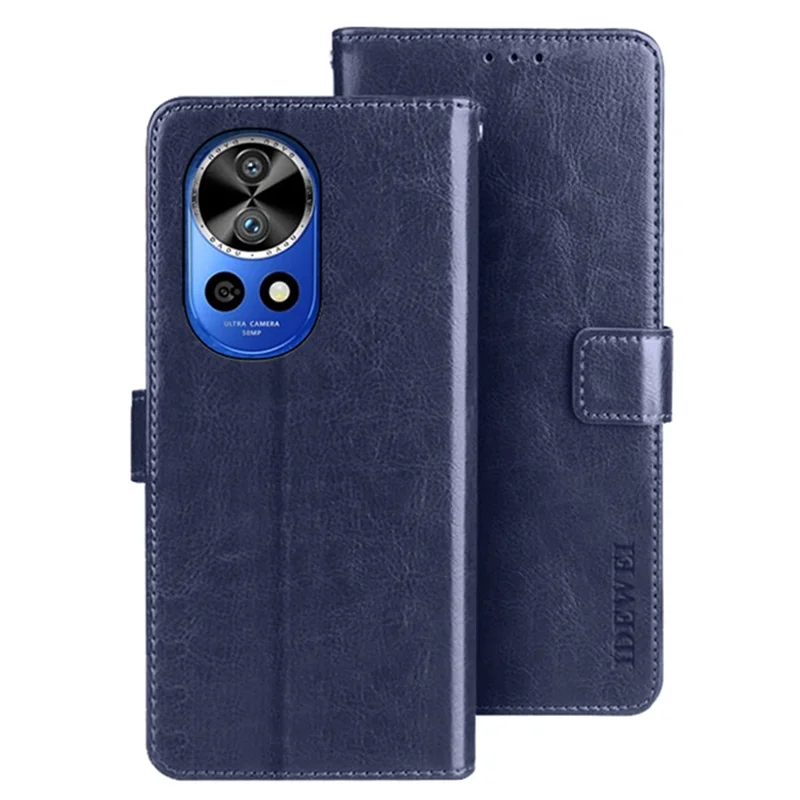 IDEWEI für Huawei nova 12 Pro 5G / nova 12 Ultra 5G Hülle Crazy Horse Textur Klappständer Anti-Kratzer Handyhülle - Dunkelblau