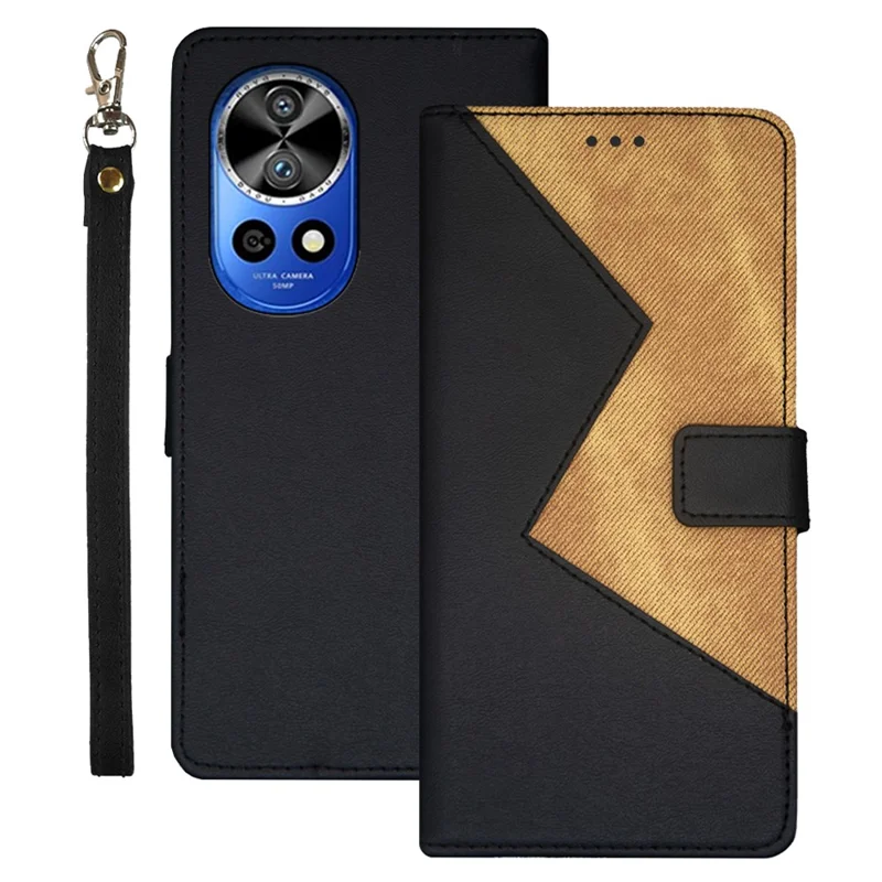 IDEWEI Para Huawei nova 12 Pro 5G / nova 12 Ultra 5G Capa de telefone Splicing Color Anti-scratch Cover com slots para cartão - Preto