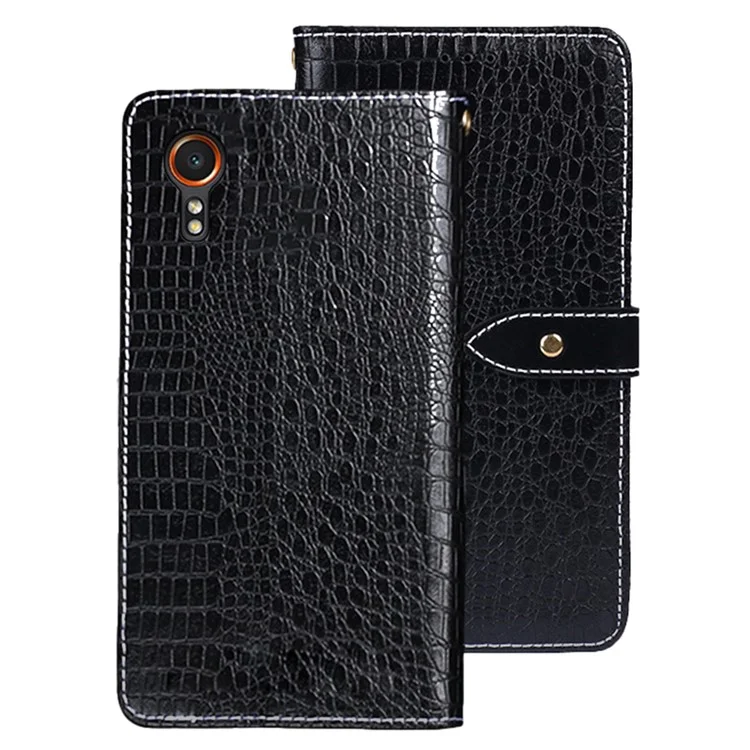 IDEWEI For Samsung Galaxy Xcover7 Cover Crocodile Texture PU Leather Wallet Mobile Phone Case - Black