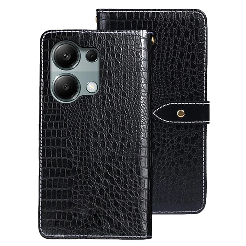 IDEWEI For Xiaomi Redmi Note 13 Pro 4G / Poco M6 Pro 4G Cell Phone Case Crocodile Texture Shockproof Cover - Black