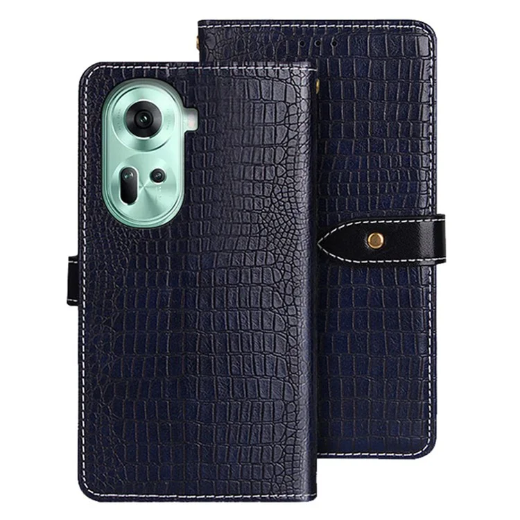 IDEWEI For Oppo Reno11 5G (Global) Cover Crocodile Texture Drop-proof PU Leather Wallet Phone Case - Blue