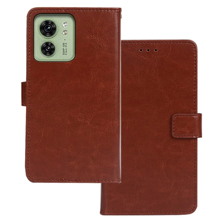 IDEWEI para Motorola Edge 40 5G Funda Protección Completa Cuero PU Soporte Cartera Funda Teléfono - Marrón