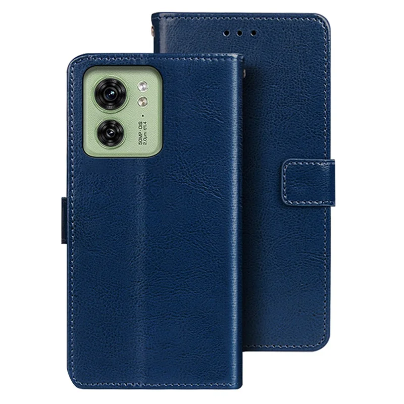 IDEWEI For Motorola Edge 40 5G Case Full Protection PU Leather Support Stand Wallet Phone Cover - Blue