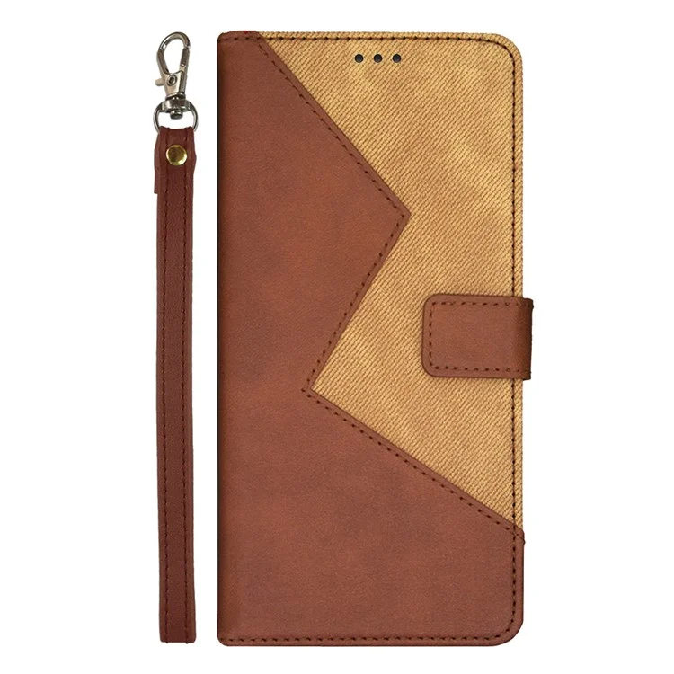 IDEWEI Para Motorola Edge 40 5G Funda Soporte para Tarjetas de Cuero de Color Combinado - Marrón