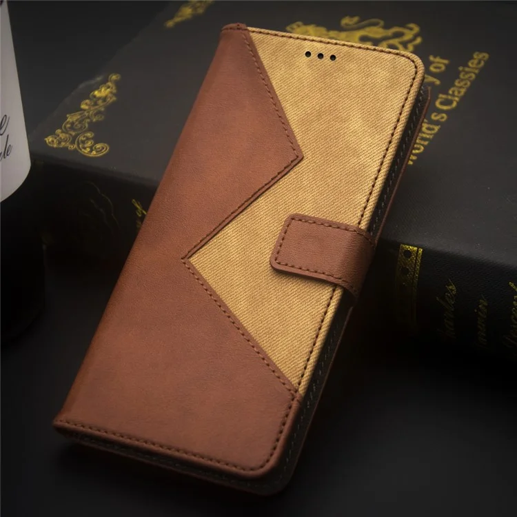 IDEWEI Para Motorola Edge 40 5G Funda Soporte para Tarjetas de Cuero de Color Combinado - Marrón
