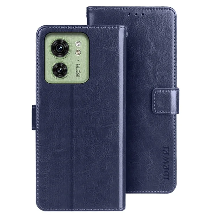 IDEWEI Para el teléfono móvil Motorola Edge 40 5G Funda Magnética de Cuero PU con Soporte Tipo Cartera - Azul Oscuro