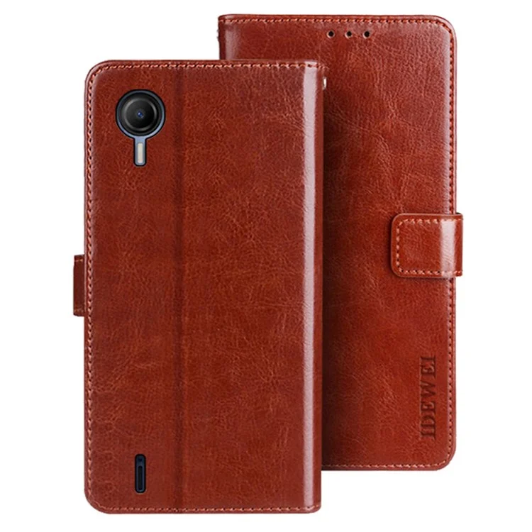 IDEWEI For Cricket Debut S2 Case Crazy Horse Texture Flip Leather Phone Cover - Brown