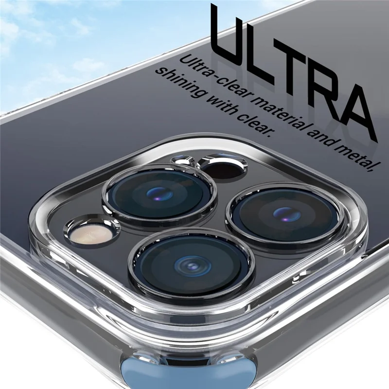 Для Iphone 14 Pro Aluminum Сплавов Кнопки Tpu+корпус Сотового Телефона pc (точное Отверстие Для Линзы) - Синий