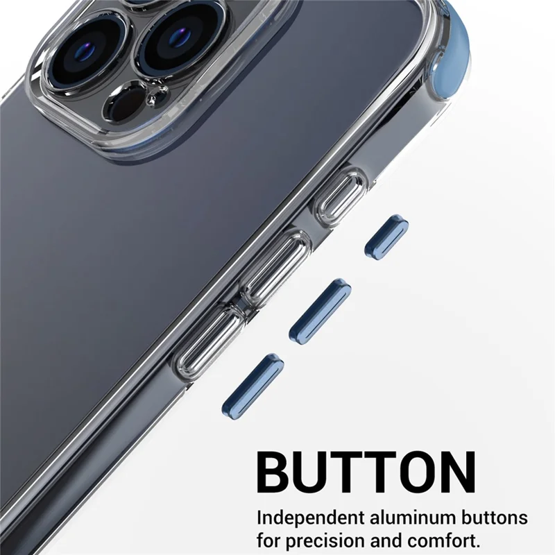 Для Iphone 14 Pro Aluminum Сплавов Кнопки Tpu+корпус Сотового Телефона pc (точное Отверстие Для Линзы) - Синий